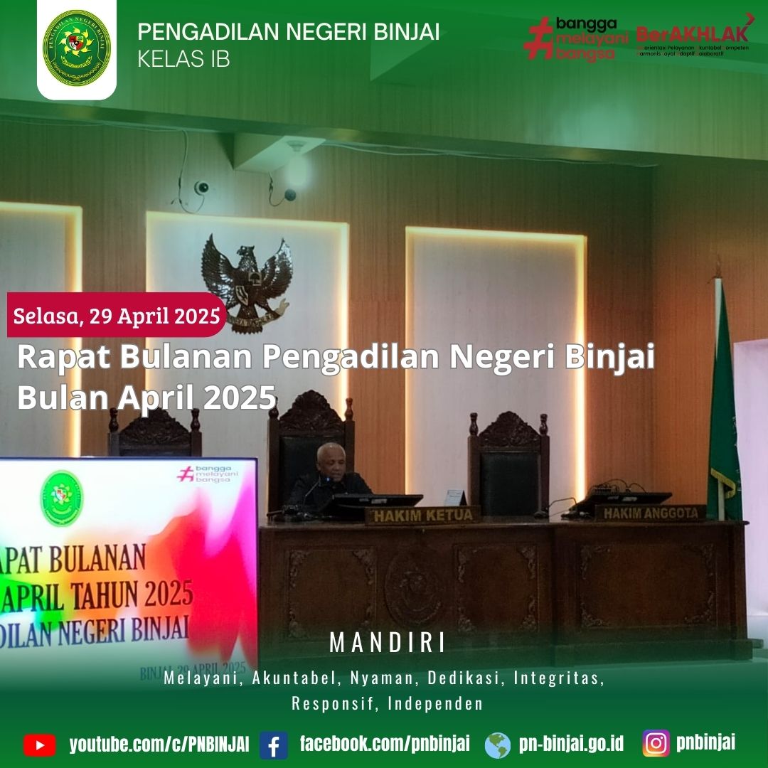 Rapat Bulanan Pengadilan Negeri Binjai Bulan April 2025