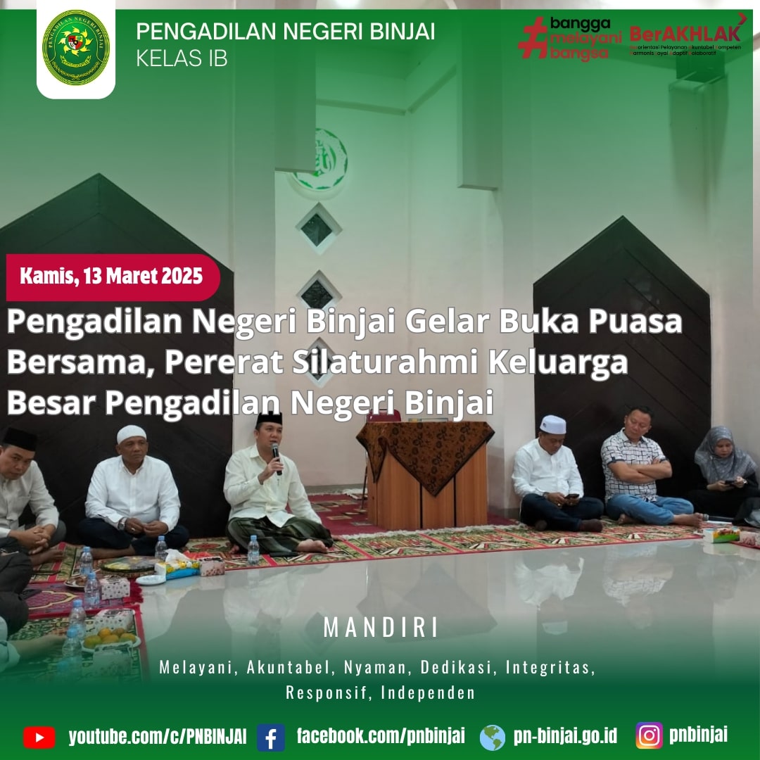 Pengadilan Negeri Binjai Gelar Buka Puasa Bersama, Pererat Silaturahmi Keluarga Besar Pengadilan Negeri Binjai