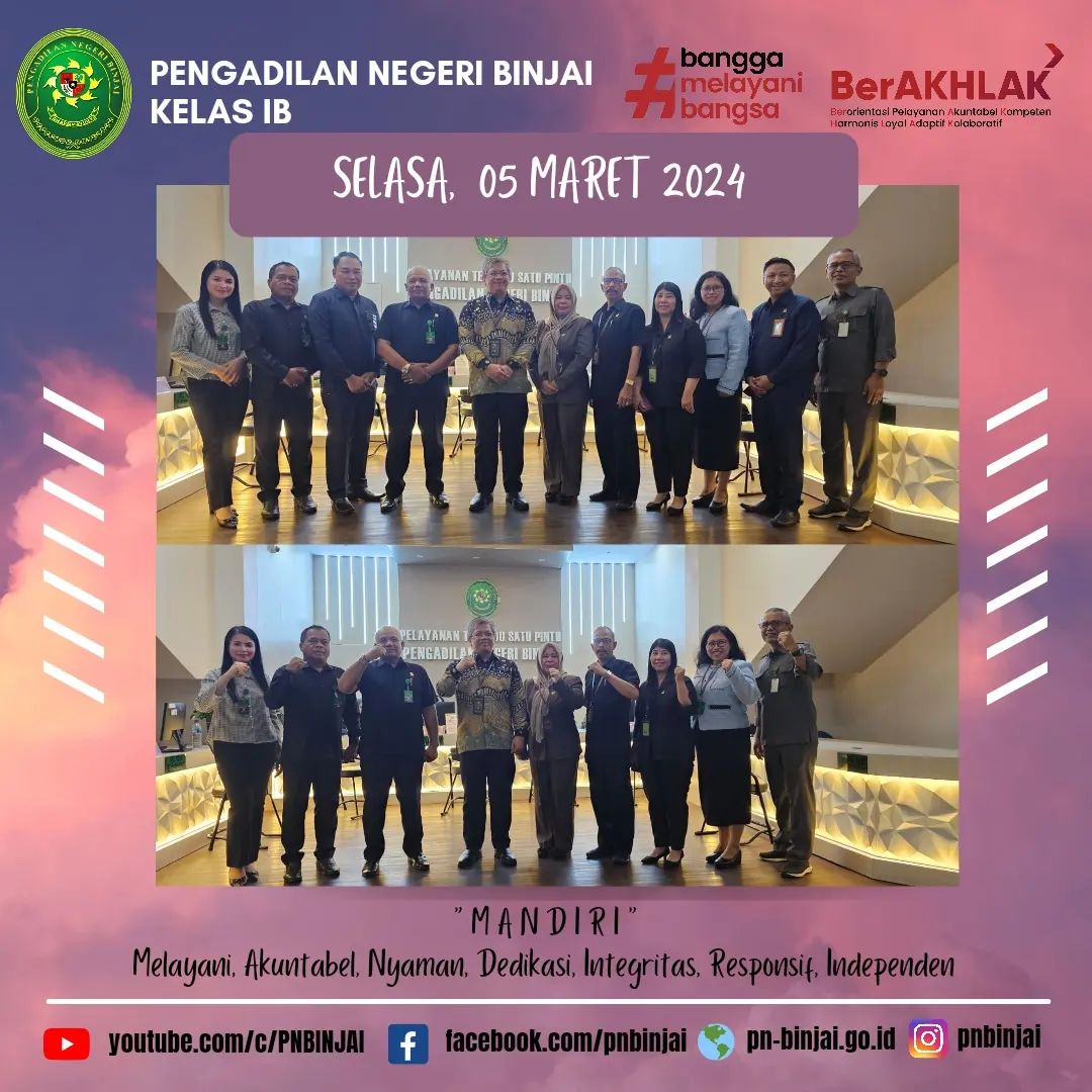Kunjungan Kerja Direktur Pembinaan Tenaga Teknis Peradilan Umum Bapak Hasanudin S.H., M.H