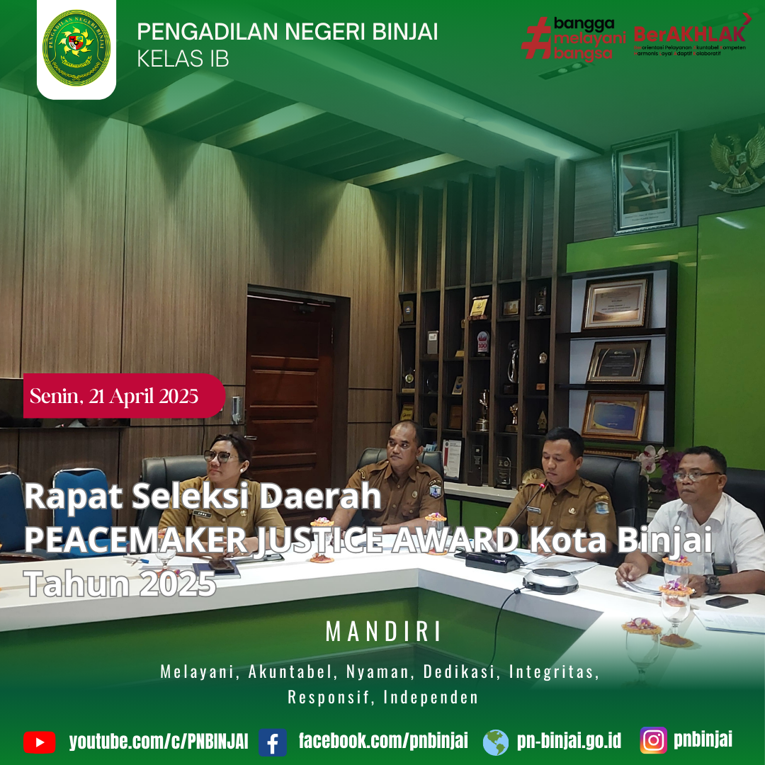 Rapat Seleksi Daerah PEACEMAKER JUSTICE AWARD Kota Binjai Tahun 2025