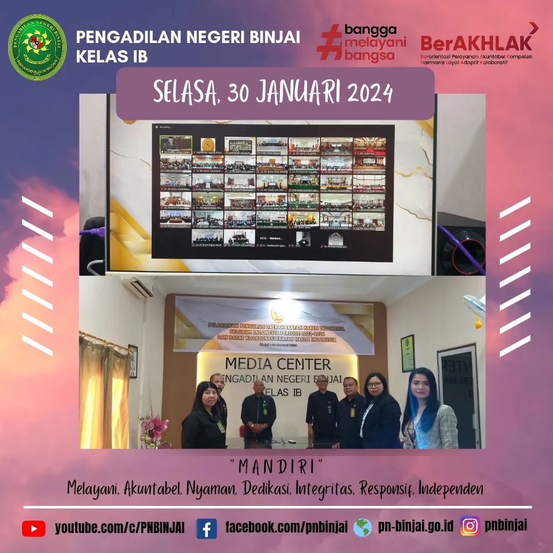 Pelantikan Pengurus Daerah Ikatan Hakim Indonesia Seluruh Indonesia Periode 2023-2026