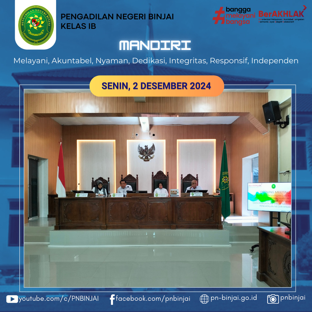 Pengawasan dan Pembinaan oleh Pengadilan Tinggi Medan di Pengadilan Negeri Binjai