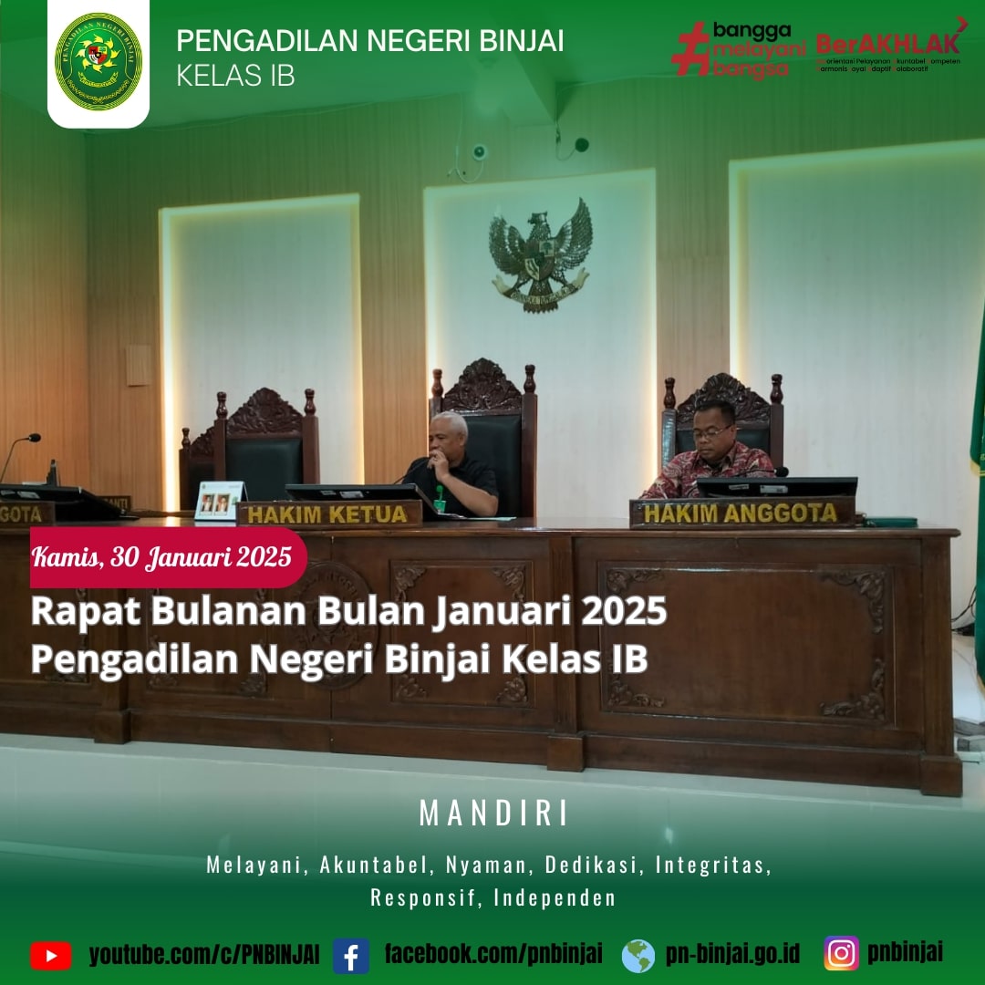 Pengadilan Negeri Binjai Gelar Rapat Bulanan bulan Januari 2025