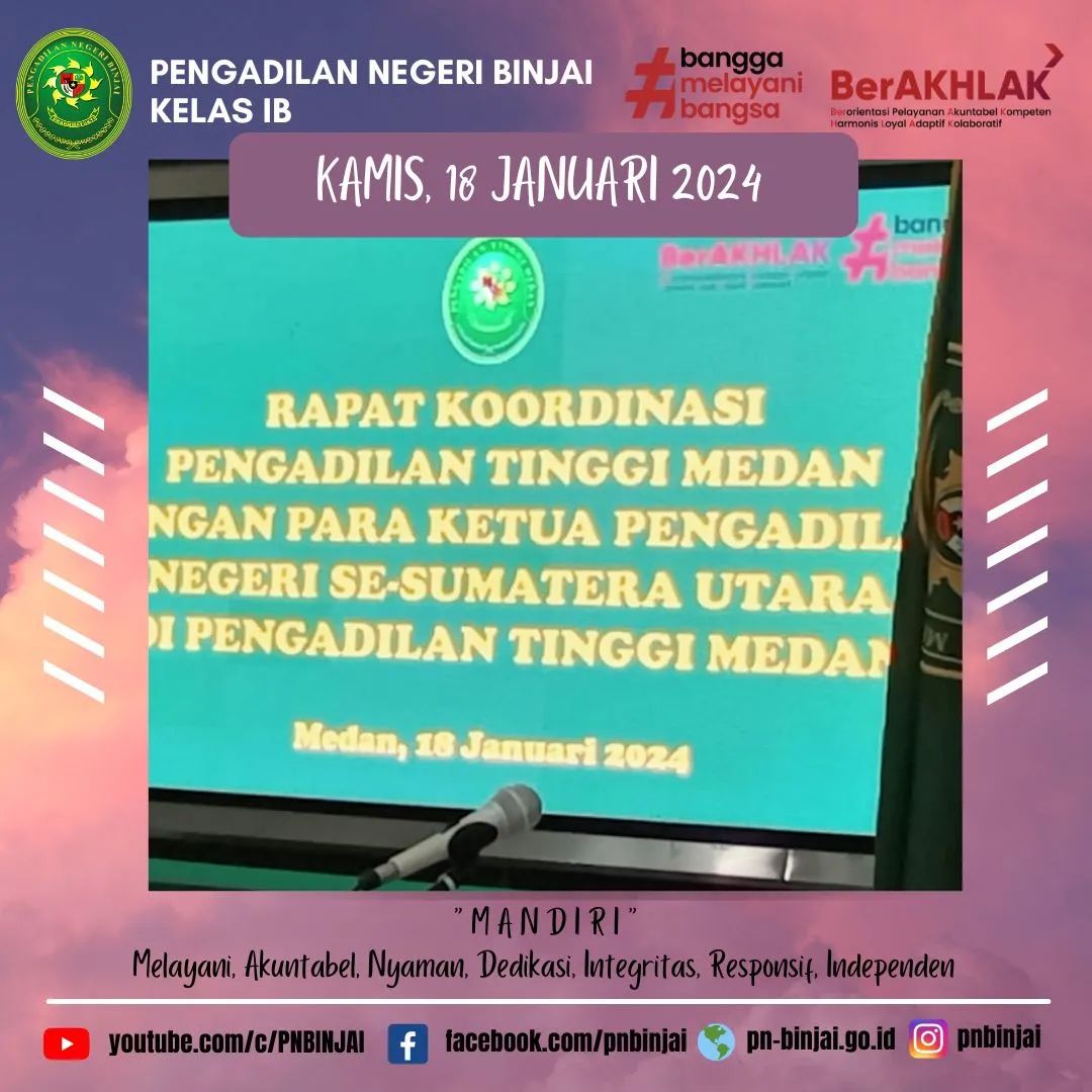 Rapat Koordinasi Ketua Pengadilan Tinggi Medan Dengan Para Ketua Pengadilan Negeri Se-Sumatera Utara,