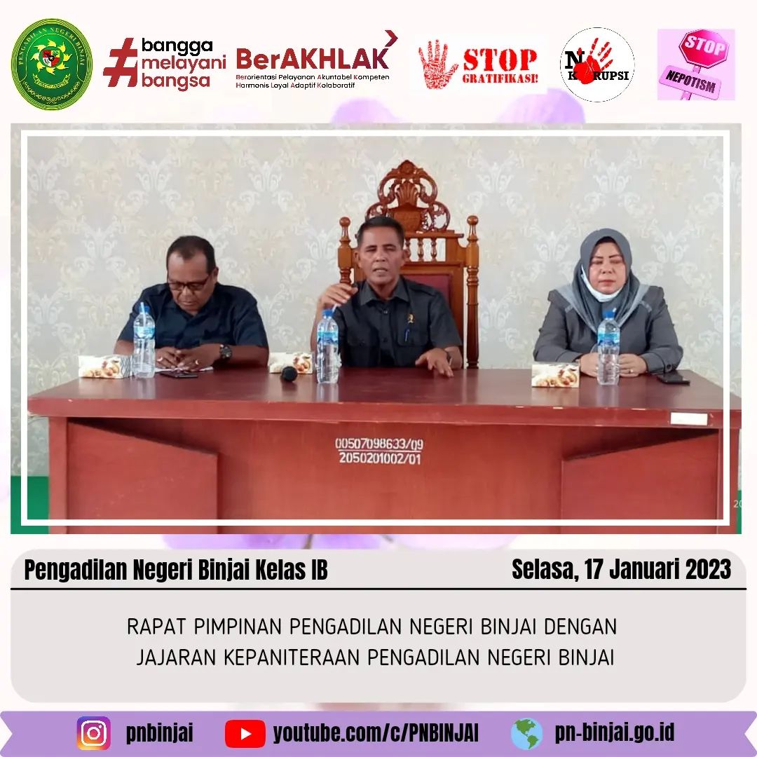 RAPAT PIMPINAN PENGADILAN NEGERI BINJAI DENGAN JAJARAN KEPANITERAAN PENGADILAN NEGERI BINJAI