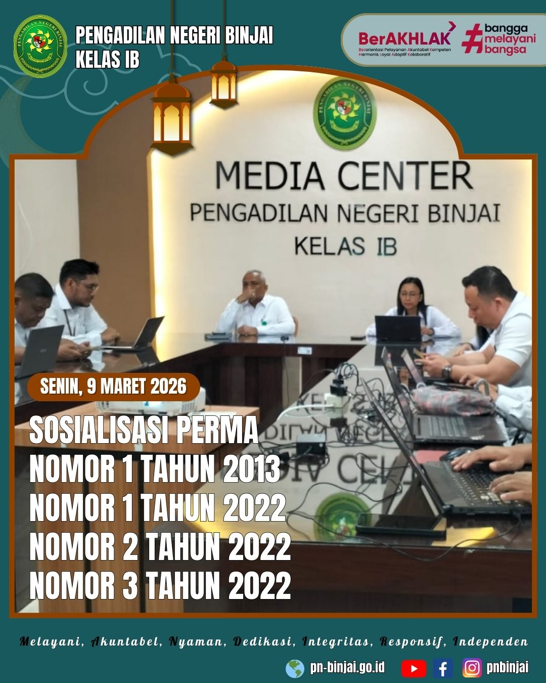 Pengadilan Negeri Binjai Mengikuti Sosialisasi PERMA Secara Daring oleh Pengadilan Tinggi Medan