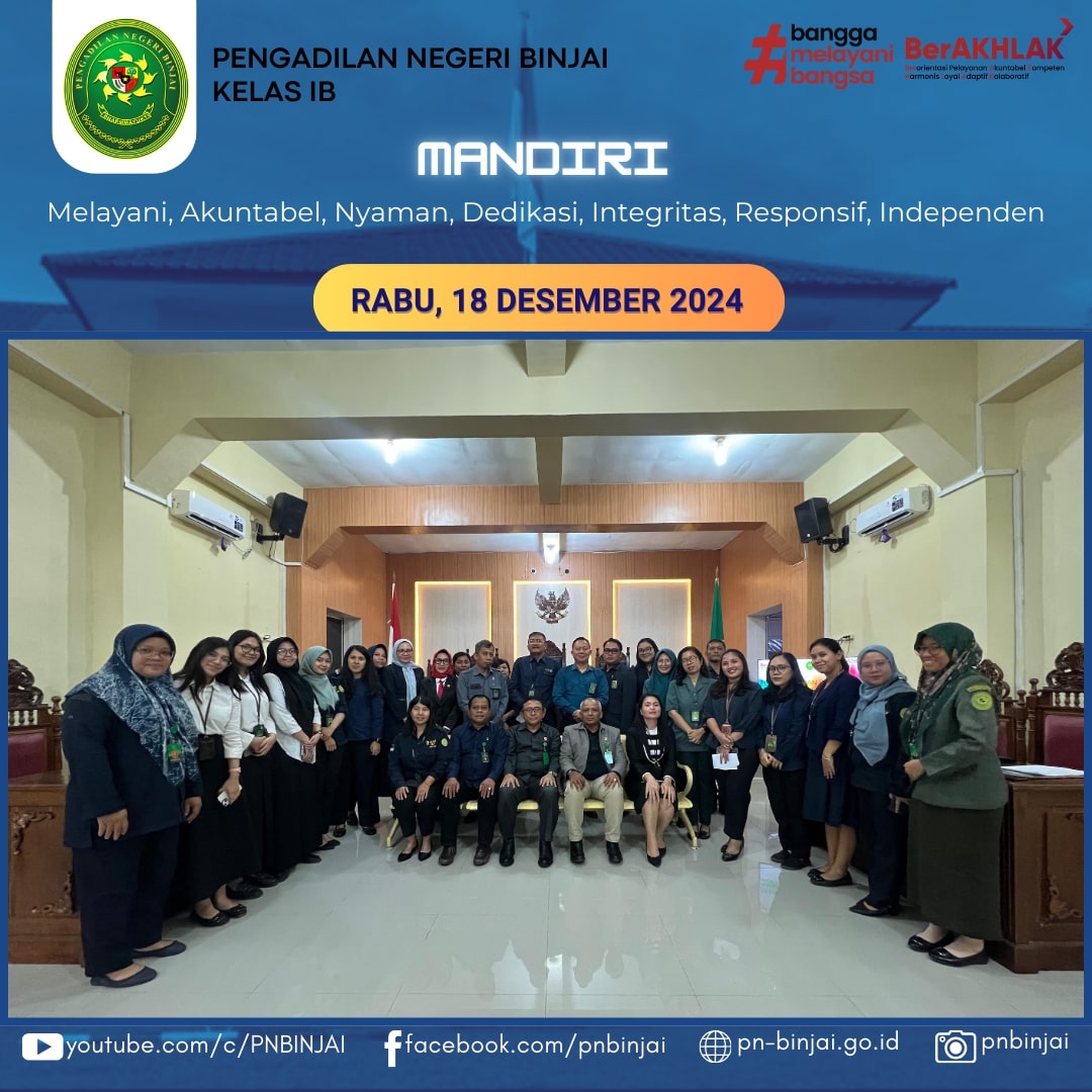 WAKIL KETUA PENGADILAN TINGGI MEDAN MELAKUKAN PEMBINAAN DAN PENGARAHAN DI PENGADILAN NEGERI BINJAI